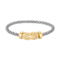 [Plus Jewelry]CHANCE LARGE 8 FIGURE BUCKLE HALF DIAMOND BRACELET GOLD