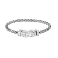 [Plus Jewelry]CHANCE LARGE 8 FIGURE BUCKLE FULL DIAMOND BRACELET SILVER