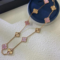 [Plus Jewelry]CLOVER 10 MOTIFS  LASER PINK MOP NECKLACE