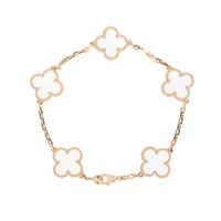 [Plus Jewelry]CLOVER 5 MOTIF ROCK CRYSTAL PINK GOLD BRACELET