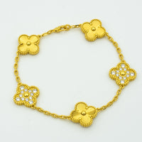 [Plus Jewelry]CLOVER BRACELET 5 MOTIFS GOLD DIAMOND