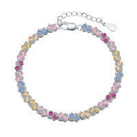 [Plus Jewelry]Ornate Colorful Flower Shape Party Bracelet