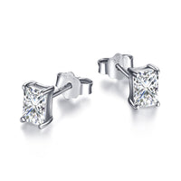 [Plus Jewelry]Stylish Shiny Rectangular Center Stone Stud Earrings