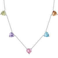 [Plus Jewelry]Sparkling Colorful Heart Cut Necklace