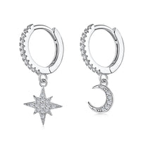 [Plus Jewelry]Star and Moon Asymmetric Earrings