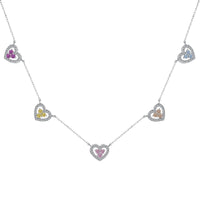 [Plus Jewelry]Sparkling Five Heart Necklace