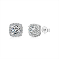 [Plus Jewelry]Classic Round Center Stone Stud Earrings