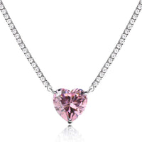 [Plus Jewelry]8.0 Carat Versatile Colorful Sweet Heart-Shaped Tennis Necklace