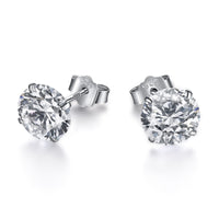 [Plus Jewelry]Stylish Shiny Round Center Stone Stud Earrings