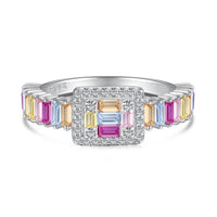 [Plus Jewelry]Exquisite Colorful Radiant Cut Party Ring