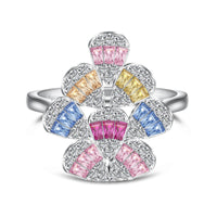 [Plus Jewelry]Sparkling Colorful Water Drop Shape Daily Ring