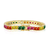 [Plus Jewelry]Radiant Colorful Princess Cut Tennis Bracelet