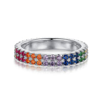[Plus Jewelry]Unique Colorful Round Cut Tennis Ring