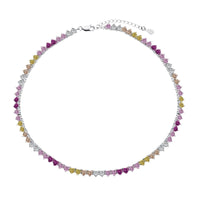 [Plus Jewelry]Sparkling Colorful Full Heart Tennis Necklace
