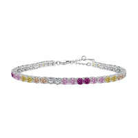[Plus Jewelry]Radiant Colorful Round Cut Tennis Bracelet