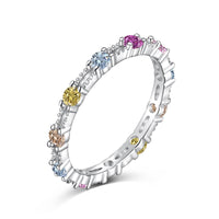 [Plus Jewelry]Sparkling Colorful Round Cut Tennis Ring