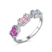 [Plus Jewelry]Unique Colorful Emerald Cut Party Ring