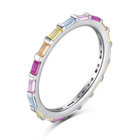 [Plus Jewelry]Exquisite Multicolored Emerald Cut Daily Ring