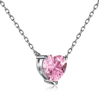 [Plus Jewelry]Heart Shape Main Stone Pendant Collarbone Necklace