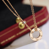 [Plus Jewelry]LOVE NECKLACE ADJUSTABLE ROSE GOLD 2 DIAMOND