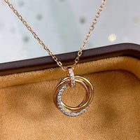 [Plus Jewelry]TRINITY NECKLACE SILVER GOLD PINK GOLD DIAMONDS