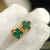 [Plus Jewelry]CLOVER MINI 9.5MM MALACHITE  EARRINGS