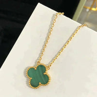 [Plus Jewelry]CLOVER 15MM MALACHITE SINGLE FLOWER  NECKLACE