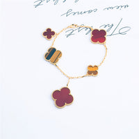 [Plus Jewelry]CLOVER BRACELET 5 MOTIFS CARNELIAN TIGER EYE