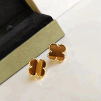 [Plus Jewelry]CLOVER MEDIUM 1 MOTIFS TIGER EYE EARRINGS