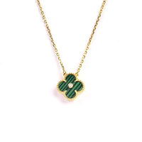 [Plus Jewelry]CLOVER 15MM DIAMOND TURQUOISE NECKLACE