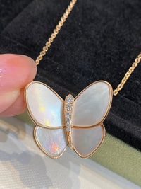 [Plus Jewelry]BUTTERFLY GOLD MOP DIAMOND NECKLACE