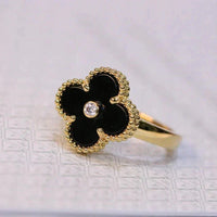 [Plus Jewelry]CLOVER ONYX RING GOLD DIAMOND