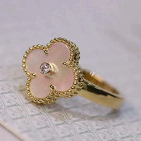 [Plus Jewelry]CLOVER PINK MOP RING GOLD DIAMOND