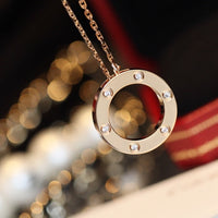 [Plus Jewelry]LOVE NECKLACE 16MM 6 DIAMONDS PINK GOLD