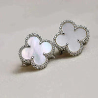 [Plus Jewelry]CLOVER MEDIUM 1 MOTIFS  WHITE MOP EARRINGS SILVER
