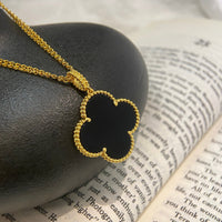 [Plus Jewelry]CLOVER 25MM NECKLACE GOLD ONYX