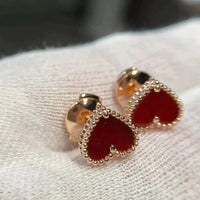 [Plus Jewelry]HEART CARNELIAN STUD EARRINGS