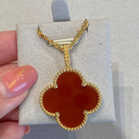 [Plus Jewelry]CLOVER 25MM NECKLACE GOLD CARNELIAN