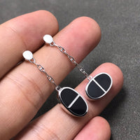 [Plus Jewelry]CHAINE VERSO BLACK CERAMIC SILVER EARRINGS