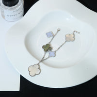 [Plus Jewelry]CLOVER BRACELET 5 MOTIFS MOP CHALCEDONY SILVER