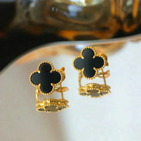 [Plus Jewelry]CLOVER MEDIUM 1 MOTIFS  ONYX STUD EARRINGS