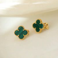 [Plus Jewelry]CLOVER MEDIUM 1 MOTIFS MALACHITE  EARRINGS