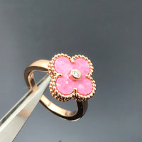 [Plus Jewelry]CLOVER RHODONITE ROSE GOLD RING