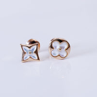 [Plus Jewelry]STAR AND SUN PINK GOLD MOP STUD EARRINGS