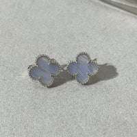 [Plus Jewelry]CLOVER CHALCEDONY SILVER STUD EARRINGS