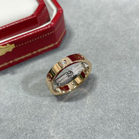 [Plus Jewelry]LOVE PINK GOLD SILVER DIAMOND DOUBLE RING