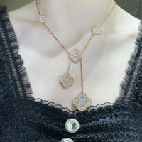 [Plus Jewelry]CLOVER 6 MOTIF DIAMOND PAVED NECKLACE