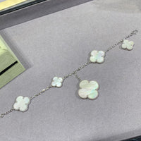 [Plus Jewelry]CLOVER 5 MOTIF WHITE MOP SILVER BRACELET