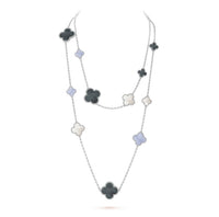 [Plus Jewelry]CLOVER 16 MOTIF CHALCEDONY MOP SILVER NECKLACE