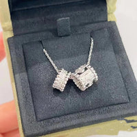 [Plus Jewelry]PERLEE DOUBLE PENDANT SILVER DIAMOND NECKLACE